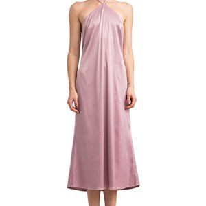 Satin halter midi dress.